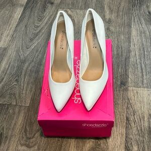 ShoeDazzle White Pointed Toe Pumps | Classic Stiletto Heels | Bridal & Office